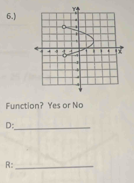 6.) 
Function? Yes or No 
D:_ 
R:_