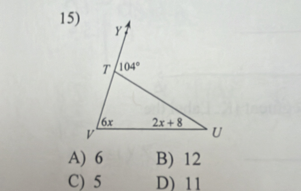 A) 6 B) 12
C) 5 D) 11