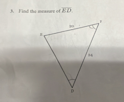 Find the measure of overline ED.