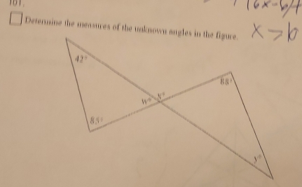 Determine the measures of the unknown