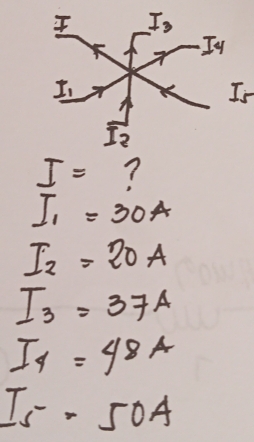 Is
I= ?
I_1=30A
I_2=20A
I_3=37A
I_4=48A
I_5=50A