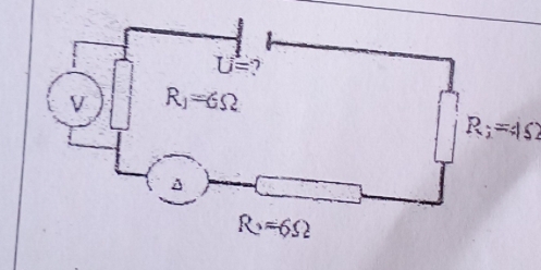 U=
V R_1=6Omega
R_3=4Omega
R_2approx 6Omega