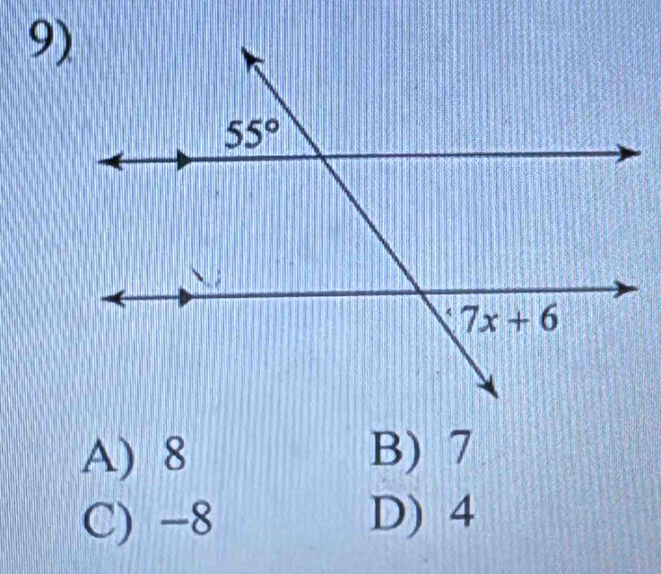 A) 8 B) 7
C) -8 D) 4