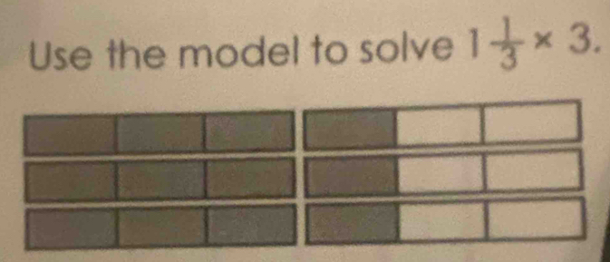 Use the model to solve 1 1/3 * 3.