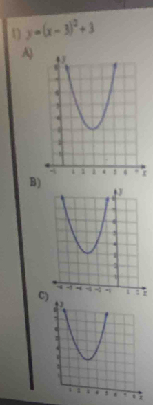 1 y=(x-3)^2+3
A) 
B) 
C