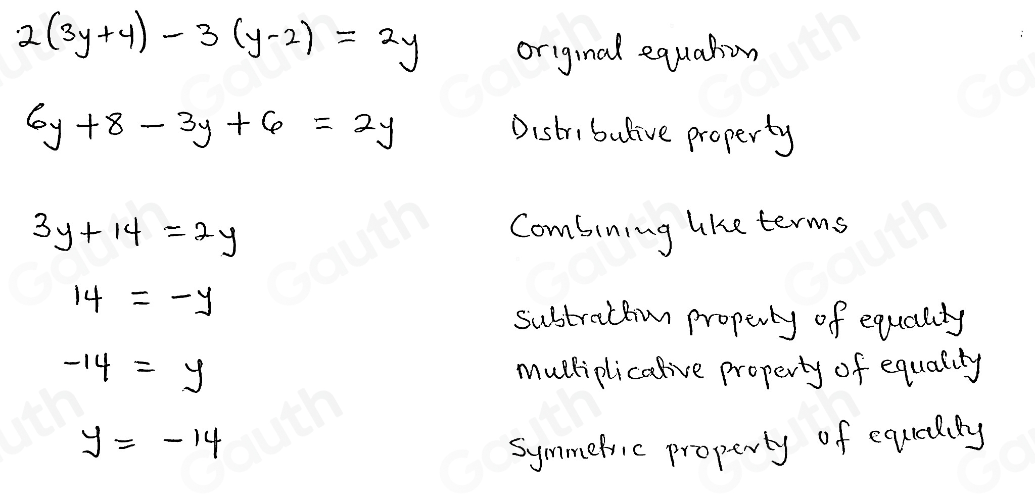 Solved: The solution process is shown for an equation. Justify each ...