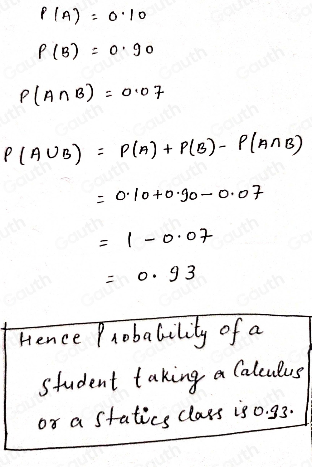 Solved: · 1 POINT If the probability of a student taking a calculus ...