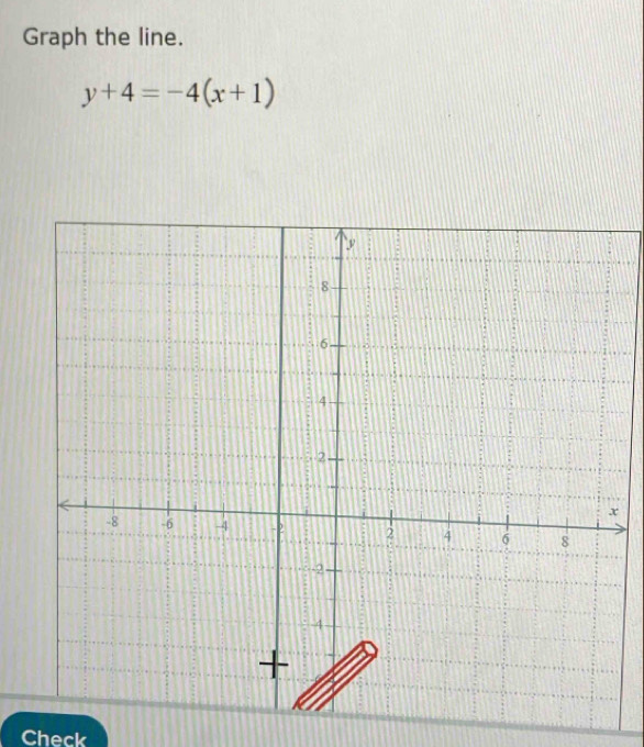 Graph the line.
y+4=-4(x+1)
Check