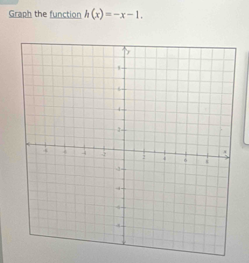 Graph the function h(x)=-x-1.