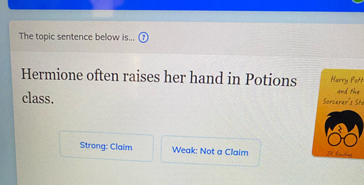 Solved: The topic sentence below is... ⑦ Hermione often raises her hand ...
