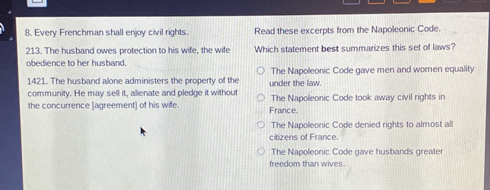 Solved: Every Frenchman shall enjoy civil rights. Read these excerpts ...