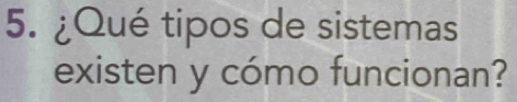 ¿Qué tipos de sistemas 
existen y cómo funcionan?