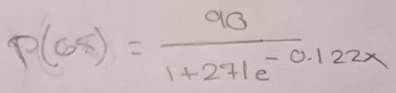 P(68)= 90/1+271e^(-0.122x) 