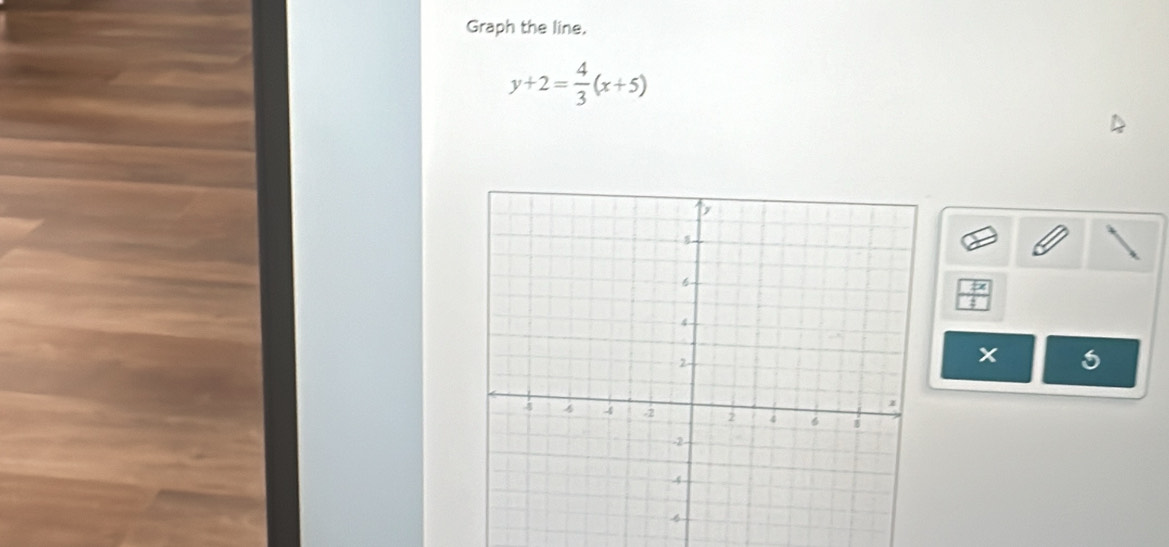 Graph the line.
y+2= 4/3 (x+5)
t