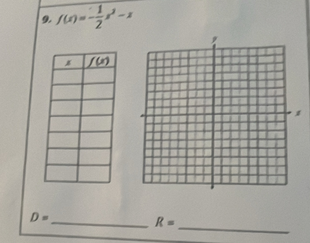 f(x)=- 1/2 x^2-x
_ D=
R= _