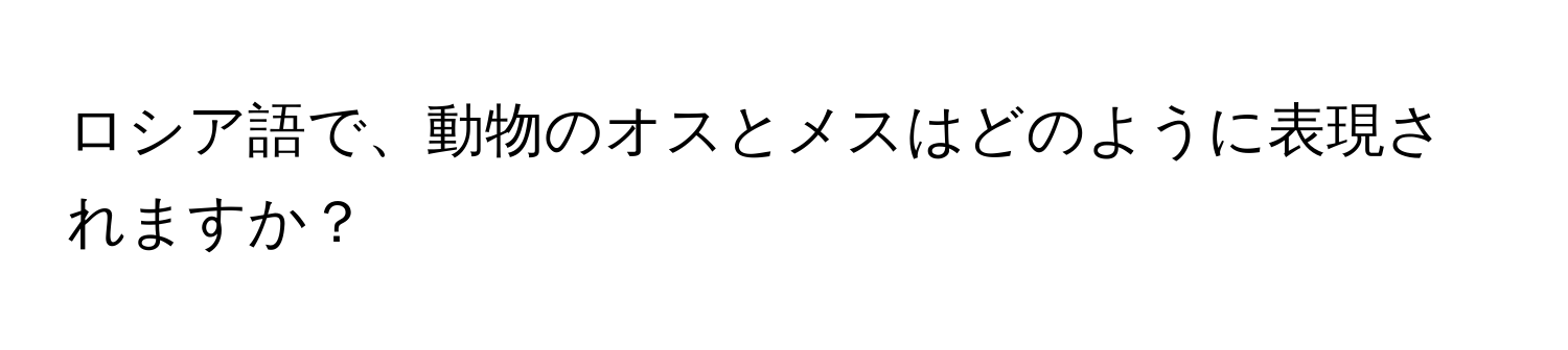 ロシア語で、動物のオスとメスはどのように表現されますか？