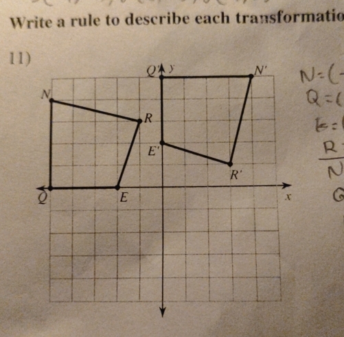 Write a rule to describe each transformatio
11)