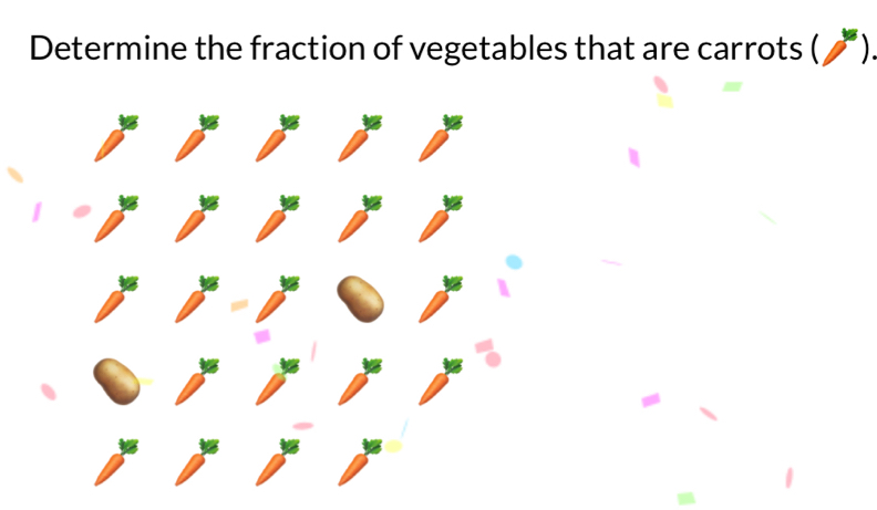 Determine the fraction of vegetables that are carrots (ブ ).