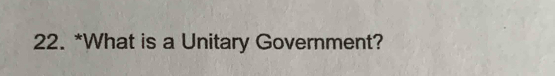 What is a Unitary Government?