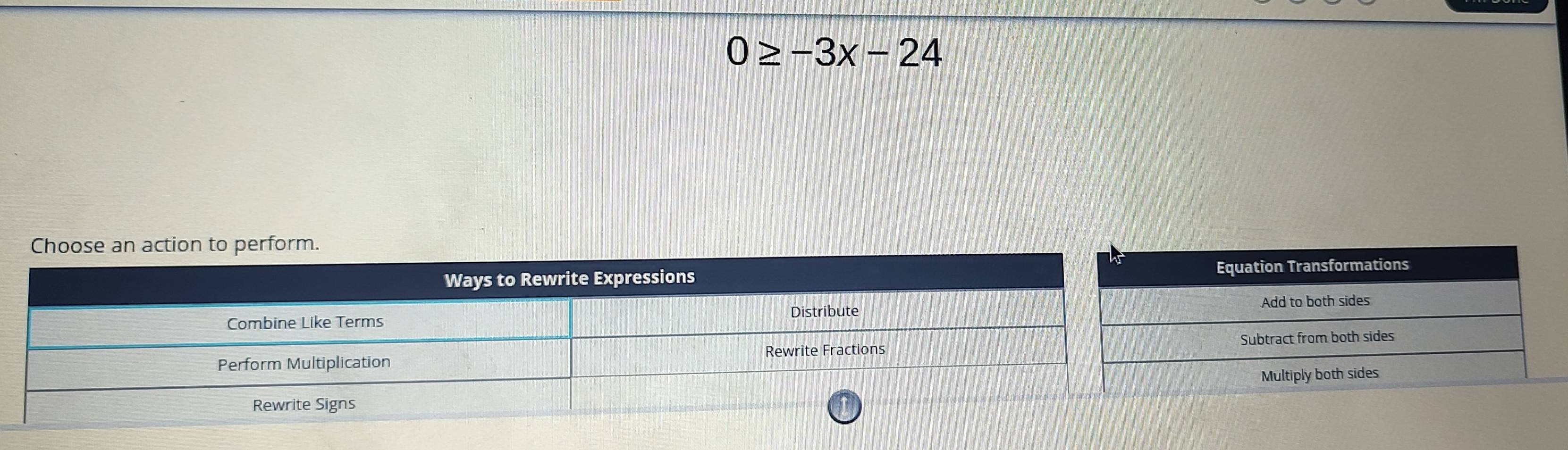 0≥ -3x-24