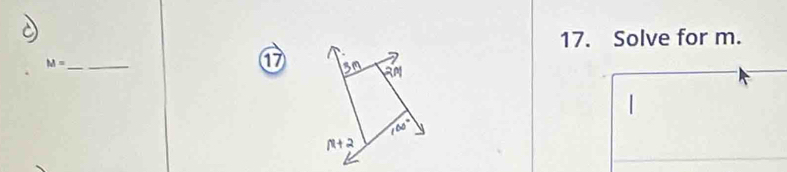 Solve for m.
M= _
1
16
N+2