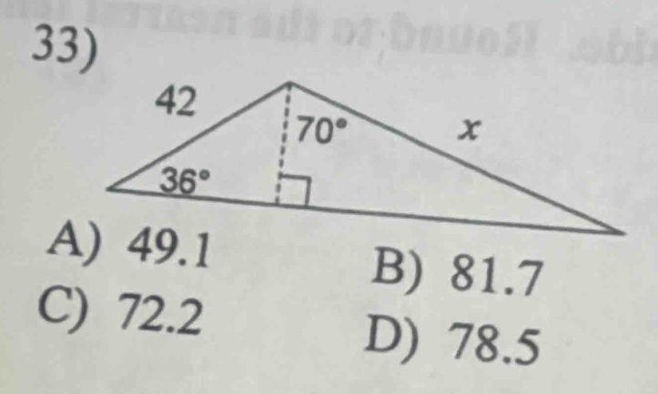 B) 81.7
C) 72.2
D) 78.5