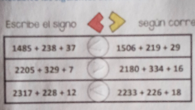 Escribe el signo según corre