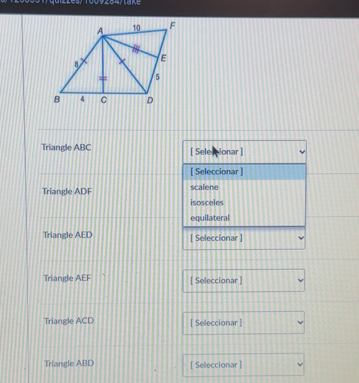 Solved: 01/quizzes/1609264/take Triangle ABC [ Seleccionar ...