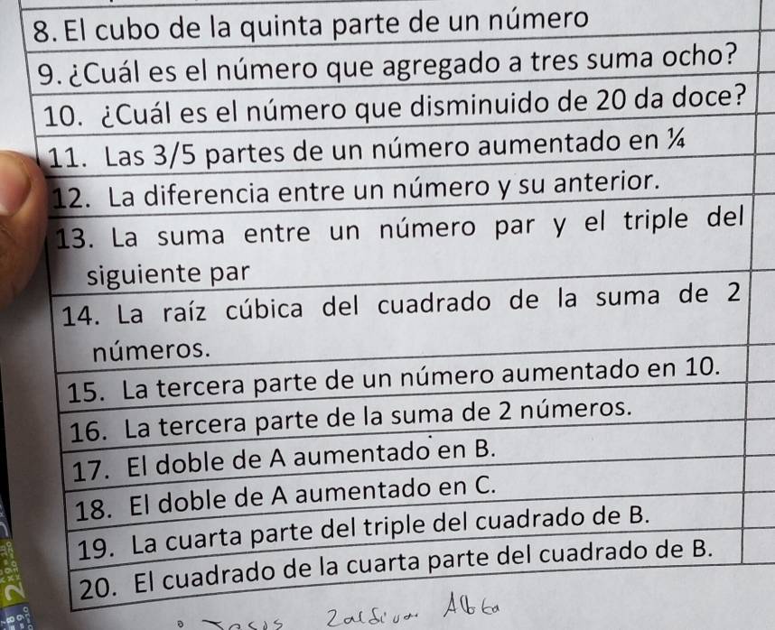 El cubo de la quinta parte de un número