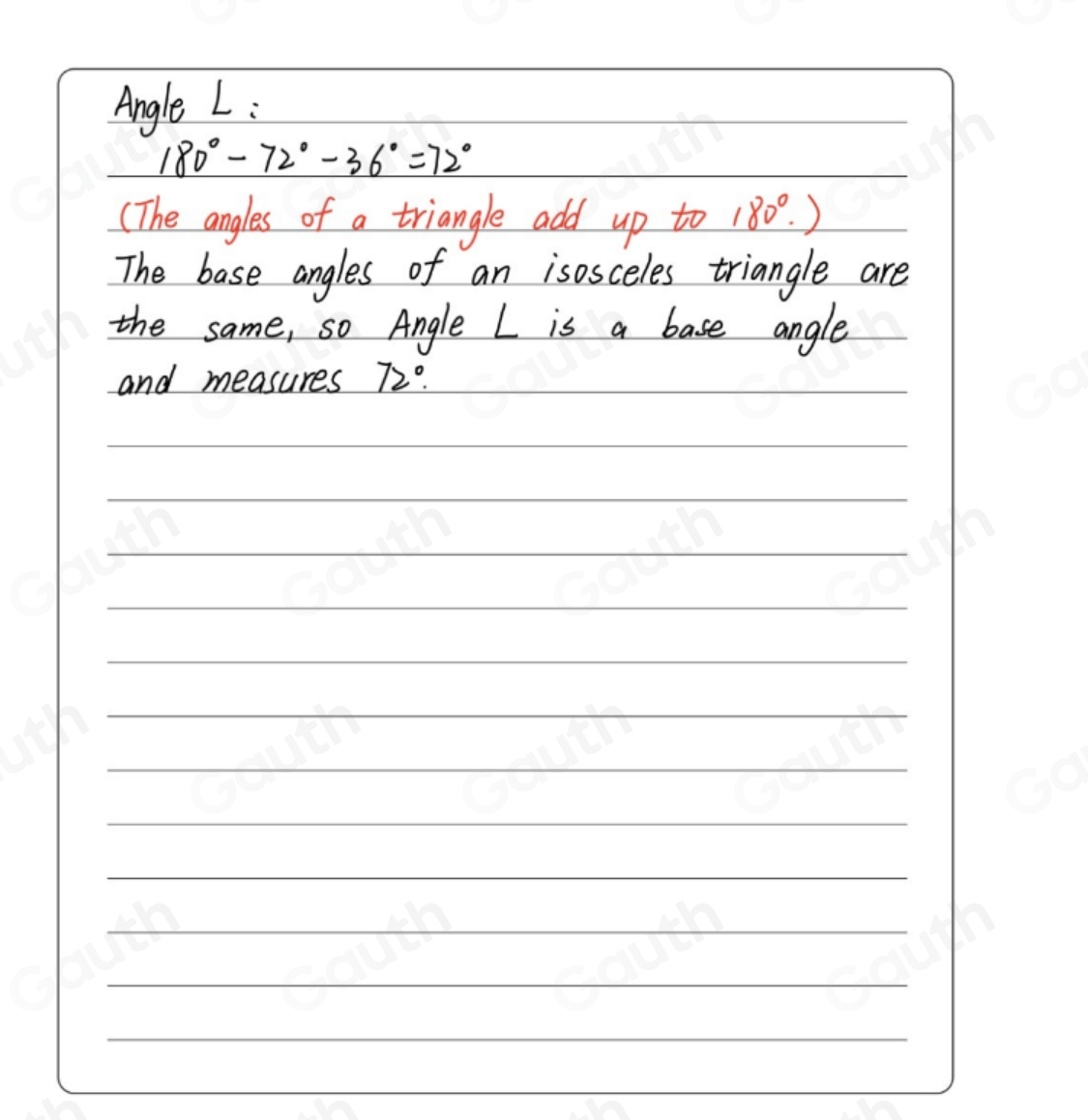 Solved: Triangle JKL is isosceles. The measure of angle J is 72° and ...