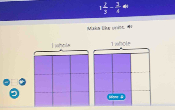 1 2/3 - 3/4 49
Make like units. 
1 whole