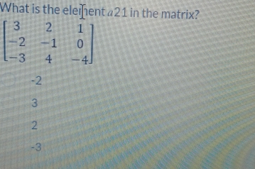 What is the element #21 in the matrix?
-2
3
2
-3