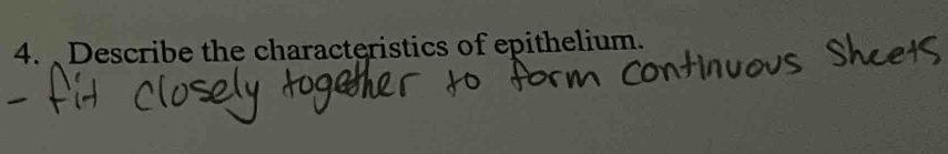 Describe the characteristics of epithelium.