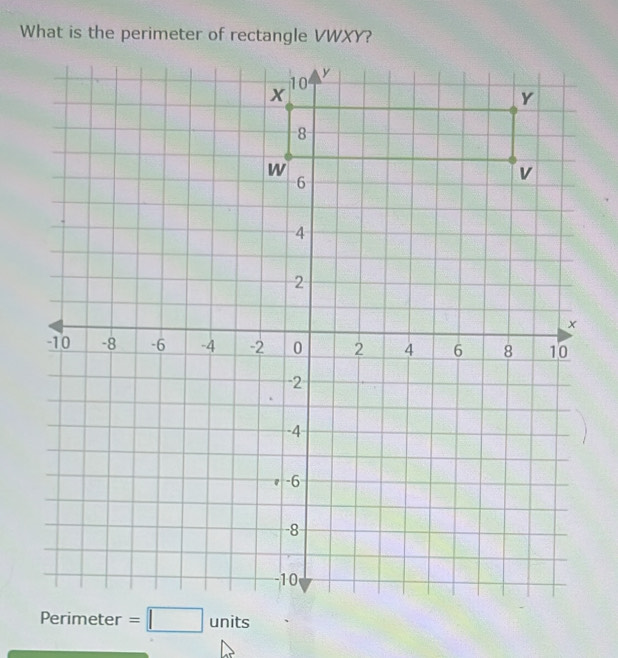 What is the perimeter of rectangle VWXY?