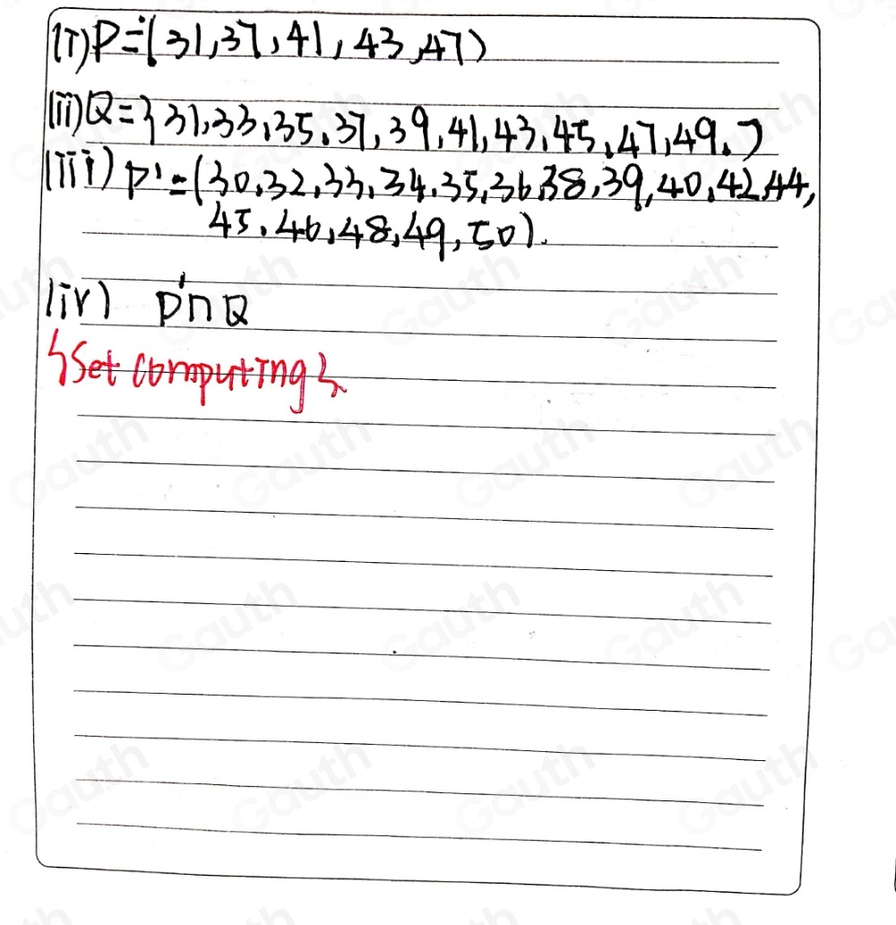 Solved: The subsets P and Q of the Universal set U are defined as ...