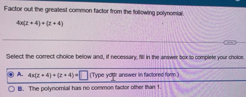 Solved: Factor out the greatest common factor from the following ...