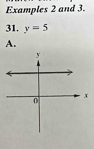 Examples 2 and 3. 
31. y=5
A.