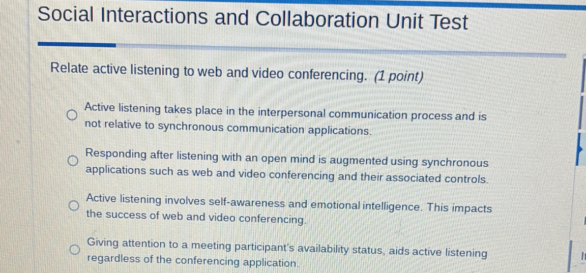 Solved: Social Interactions and Collaboration Unit Test Relate active ...