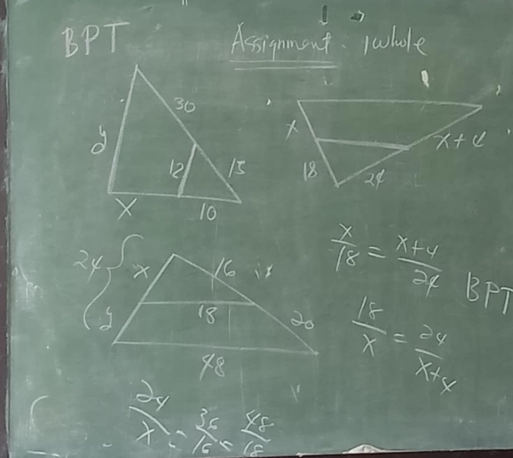 BPT Aesioent roclule
24  x/18 = (x+4)/27  BPT
 18/x = 24/x+4 
frac 36 * - hline 16endarray beginarrayr 4 +endarray