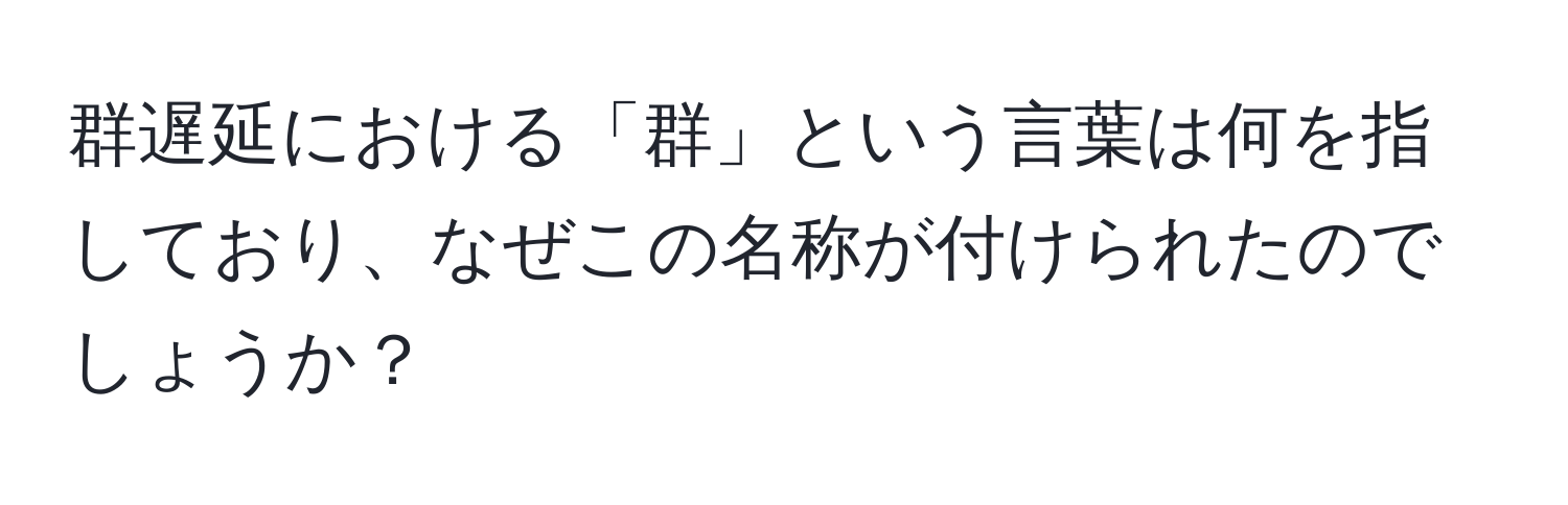 群遅延における「群」という言葉は何を指しており、なぜこの名称が付けられたのでしょうか？