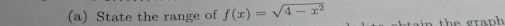 State the range of f(x)=sqrt(4-x^2)