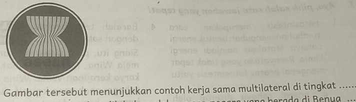 Gambar tersebut menunjukkan contoh kerja sama multilateral di tingkat ..... 
--