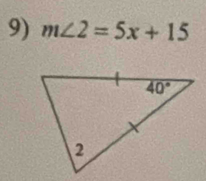 m∠ 2=5x+15