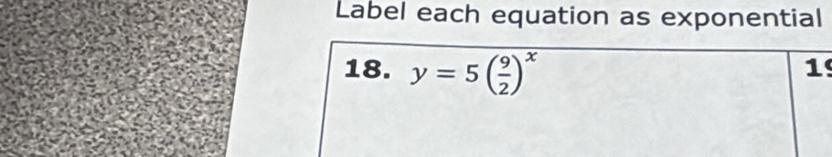 Label each equation as exponential