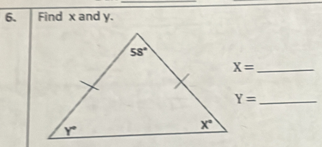 Find x and y.
X= _
Y= _