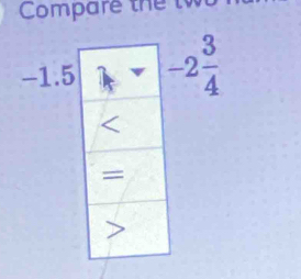 Compare the tw
-2 3/4 