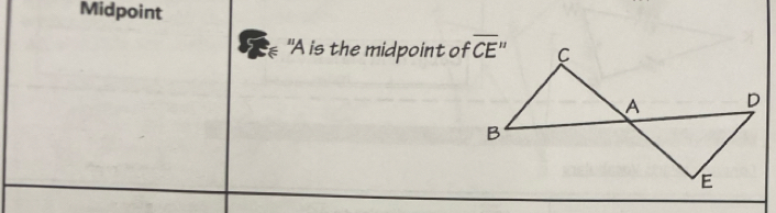 Midpoint
"A is the midpoint of