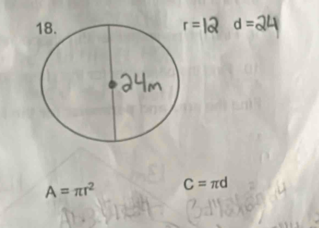 a
A=π r^2
C=π d