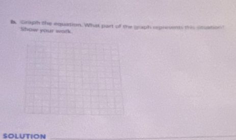 Graph the equation. What part of the graph represents this situation? 
Show your work 
SOLUTION_