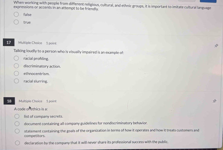 Solved: When working with people from different religious, cultural ...